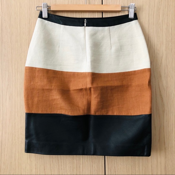 JUDITH & CHARLES // Leather Linen Skirt Size 0 - Picture 4 of 7